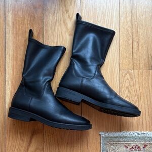 Massimo Dutti Black Leather Boots Size 38